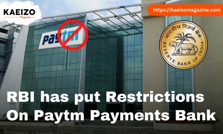 RBI Put Restrictions On Patym Payments Bank